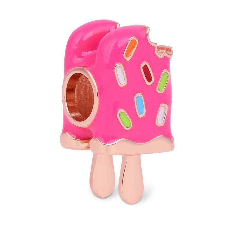 Pink Double Popsicle Charm - My Life Pendant in 925 Sterling Silver