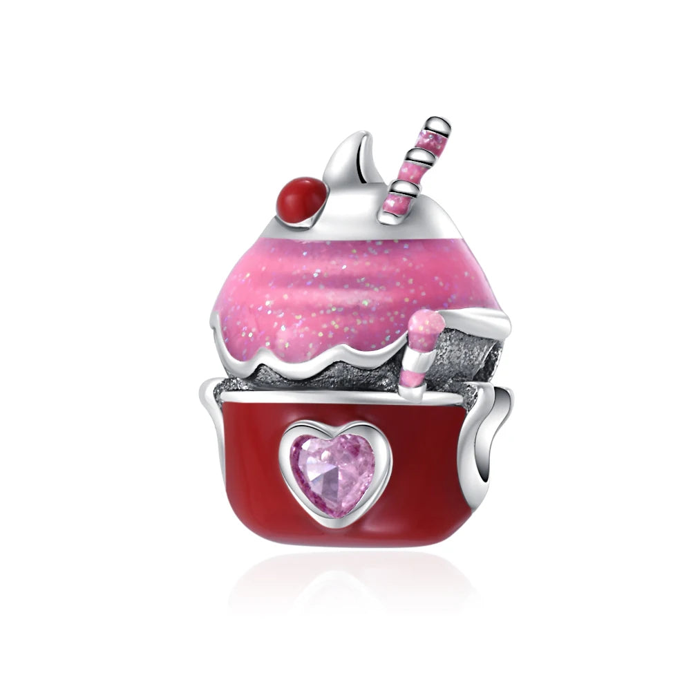 Pink Sundae Cup Charm - My Life Pendant in 925 Sterling Silver