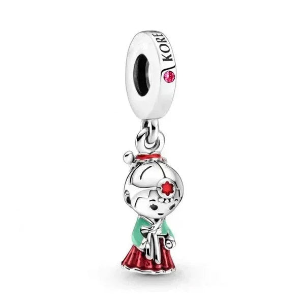 Korean Hanbok Girl Pendant - My Life Charm in 925 Sterling Silver