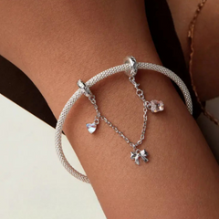 Safety Chain in 925 Silver – Heart, Butterfly & Bow