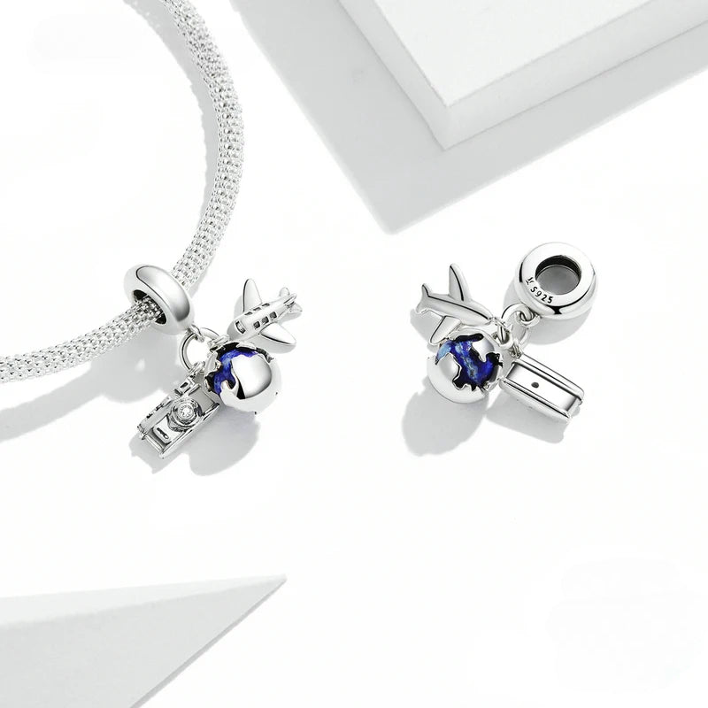 Charm My Life in 925 Silver - Travel the World Pendant