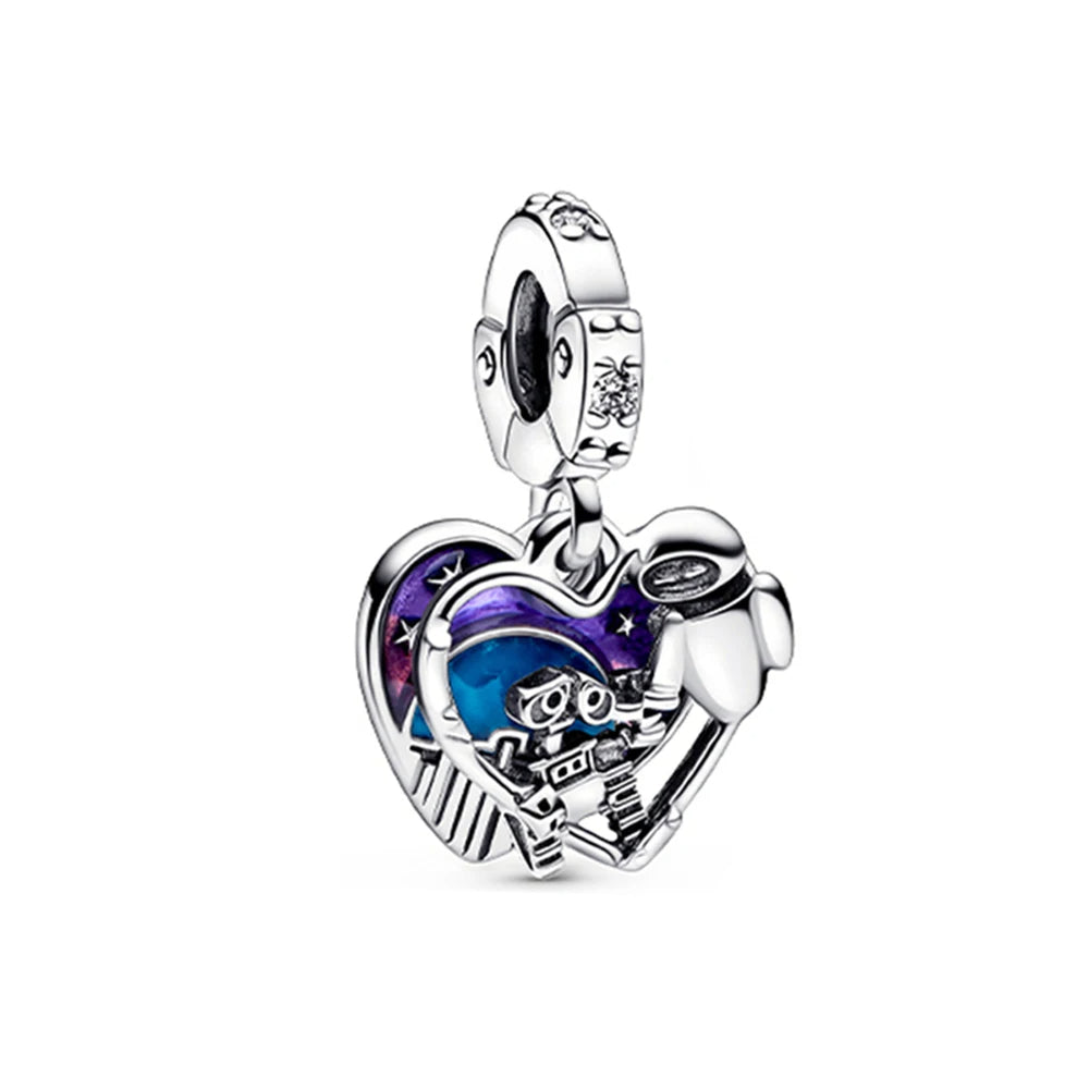 Wall·E & Eve Galaxy Love Pendant - My Life Charm in 925 Sterling Silver