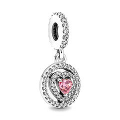 Pink Heart Halo Pendant - My Life Charm in 925 Sterling Silver