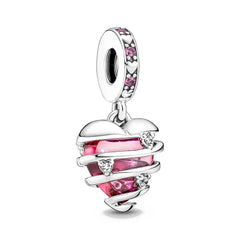 Wrapped Pink Heart Pendant - My Life Charm in 925 Sterling Silver