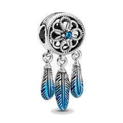 Blue Dreamcatcher Pendant - My Life Charm in 925 Sterling Silver