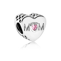 Mom Heart Charm - My Life Pendant in 925 Sterling Silver