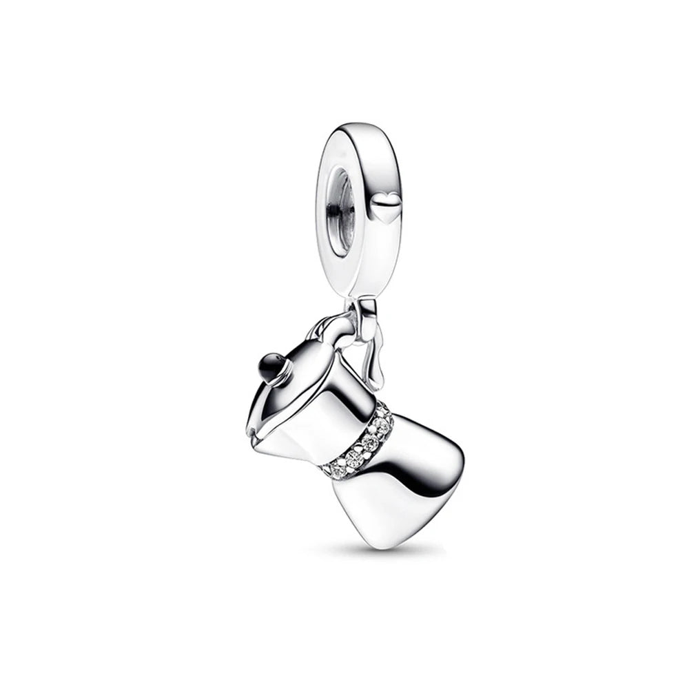Coffee Maker Pendant - My Life Charm in 925 Sterling Silver