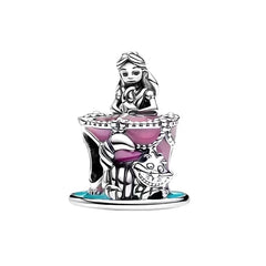 Alice & Cheshire Cat Hat Charm - My Life Pendant in 925 Sterling Silver