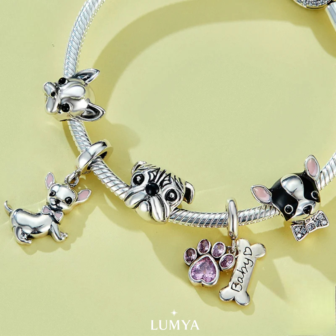 Charm My Life in 925 Silver - Boston Terrier with Bow Tie
